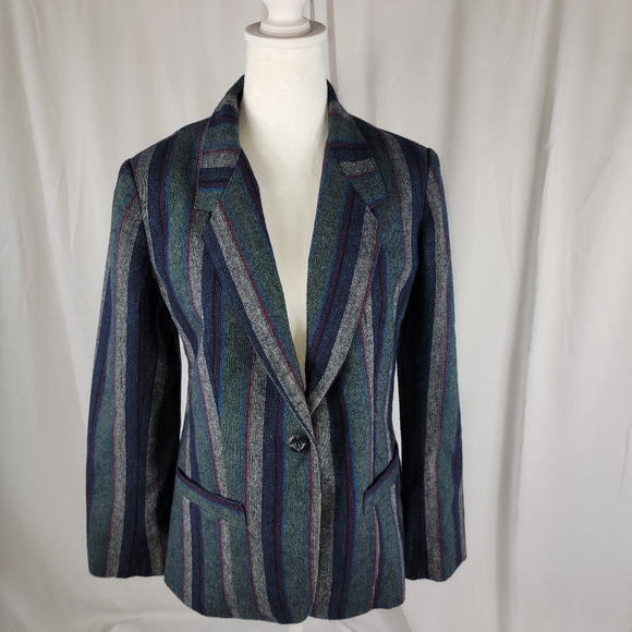 Vintage Womens Jacquettes By Franklin Speaking Blazer Made in USA Modern Size4-6 - Picture 1 of 11